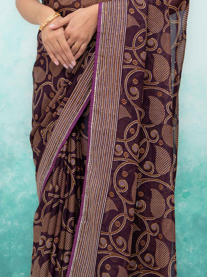 Wine Georgette Saree