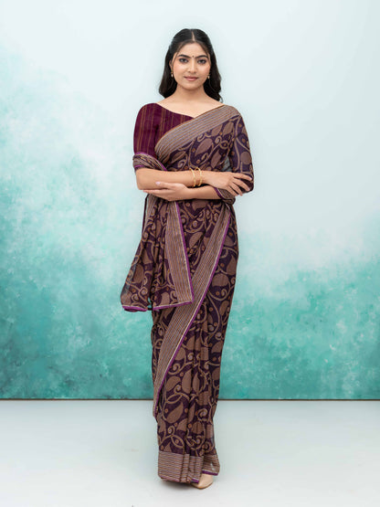 Wine Georgette Saree