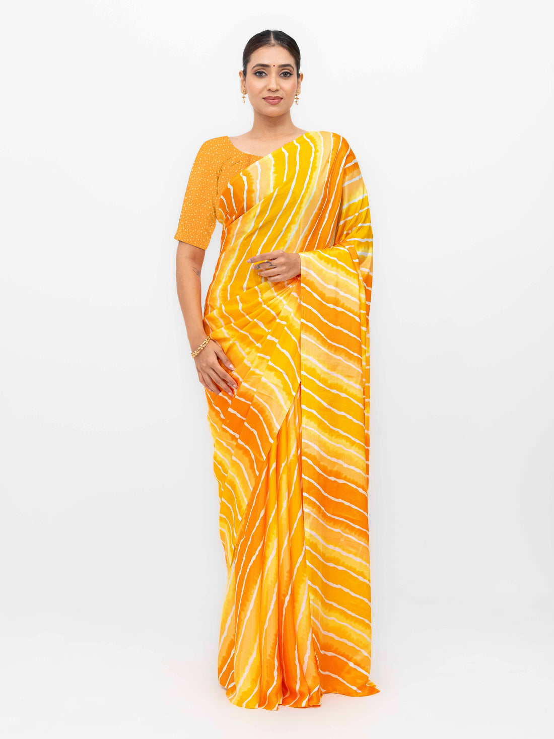 Yellow Coral Silk Saree