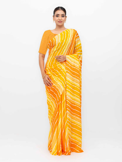 Yellow Coral Silk Saree