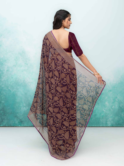 Wine Georgette Saree