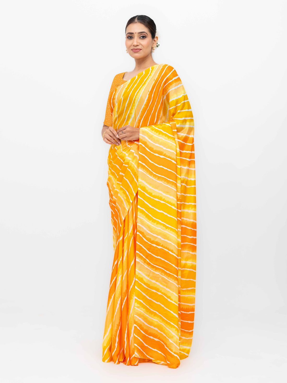 Yellow Coral Silk Saree