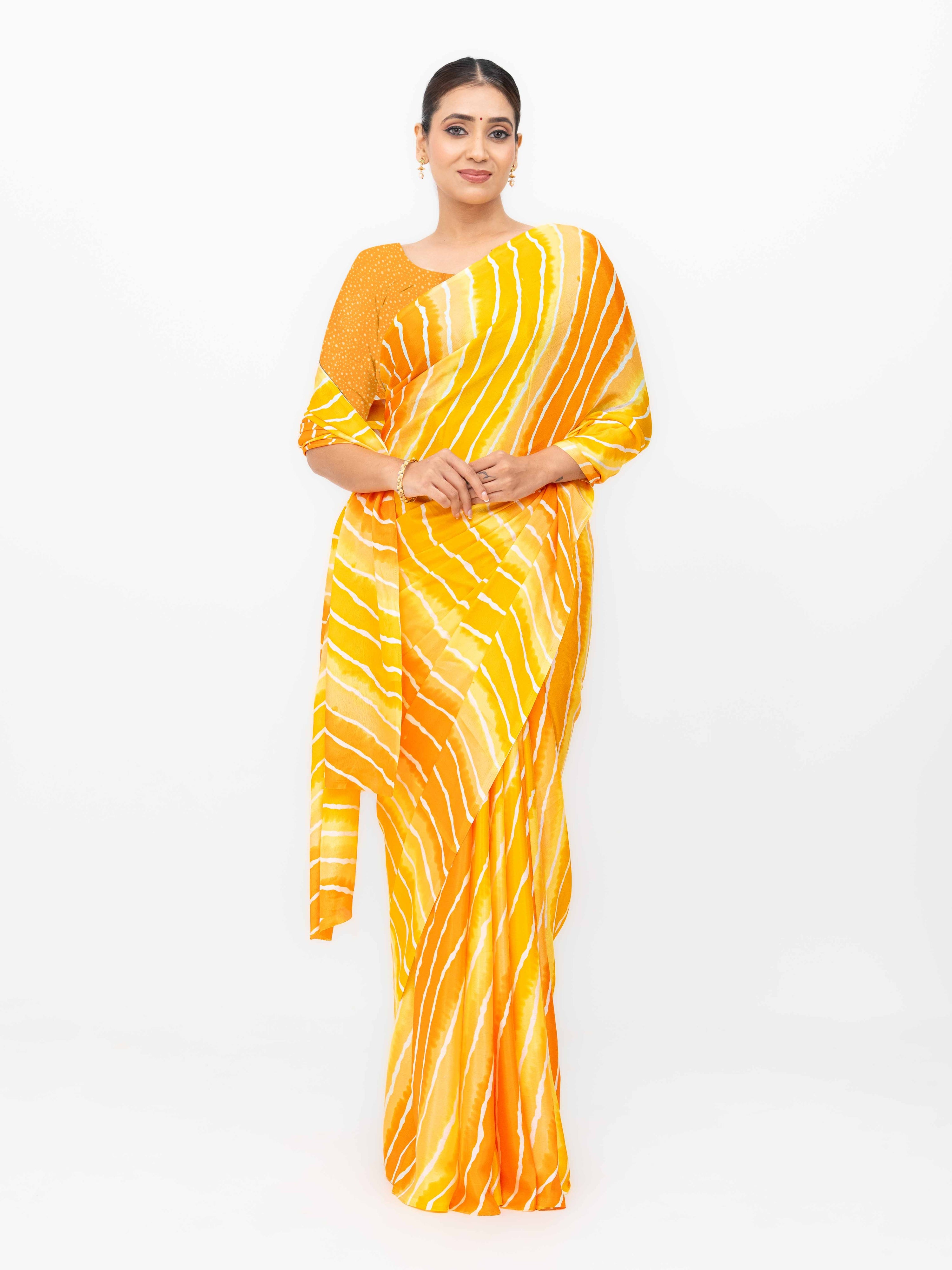 Yellow Coral Silk Saree