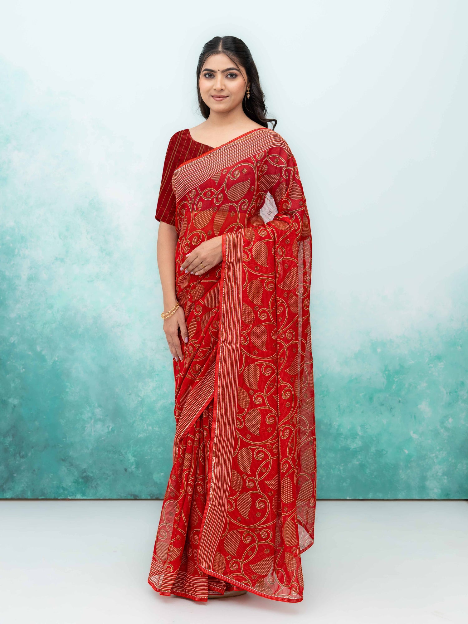 Red Georgette Saree