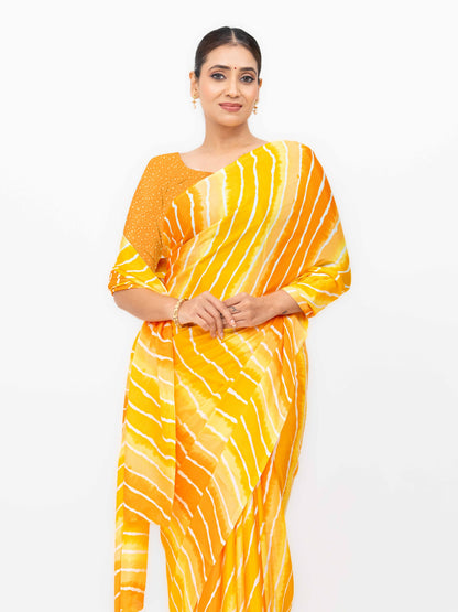 Yellow Coral Silk Saree