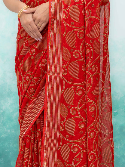 Red Georgette Saree