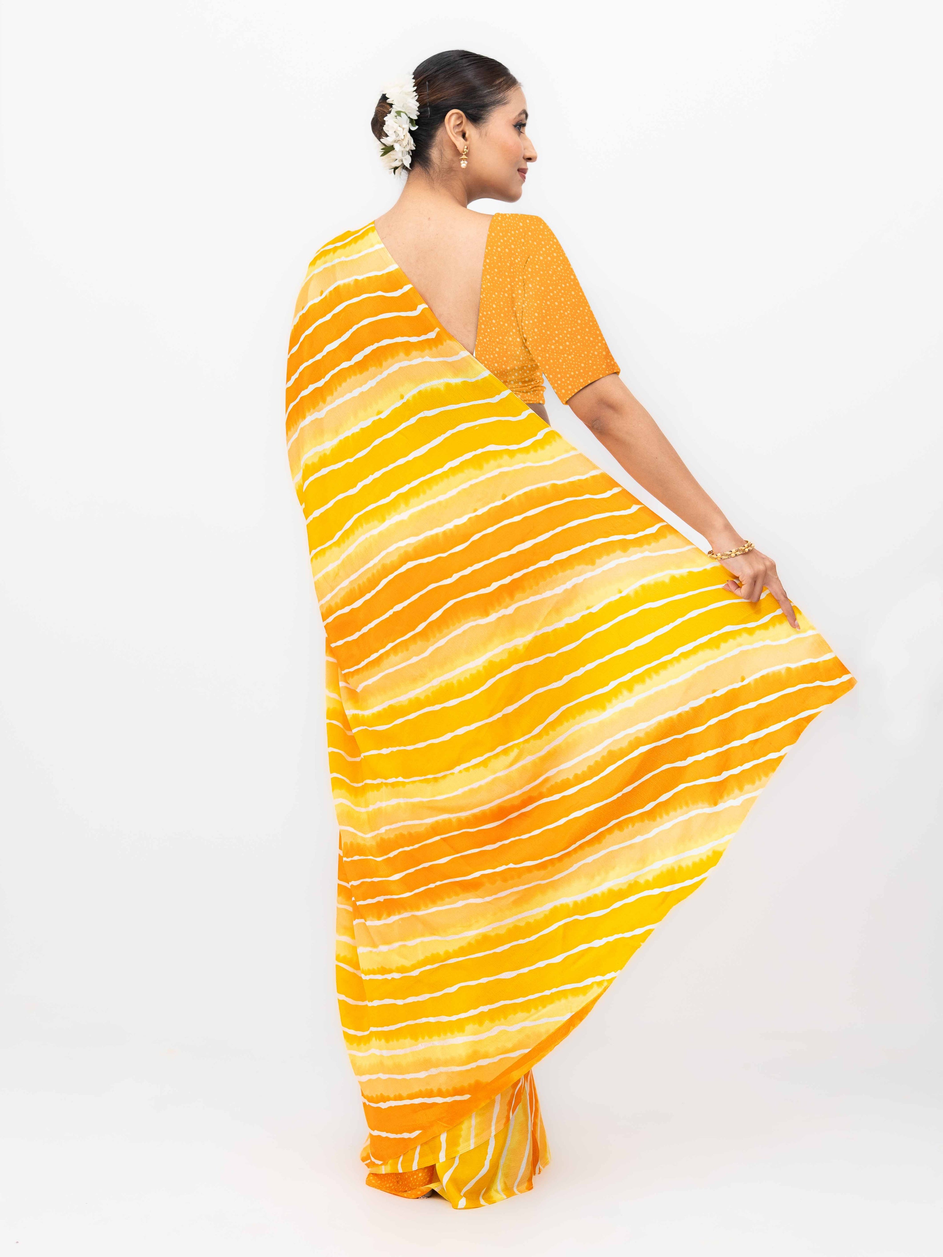 Yellow Coral Silk Saree
