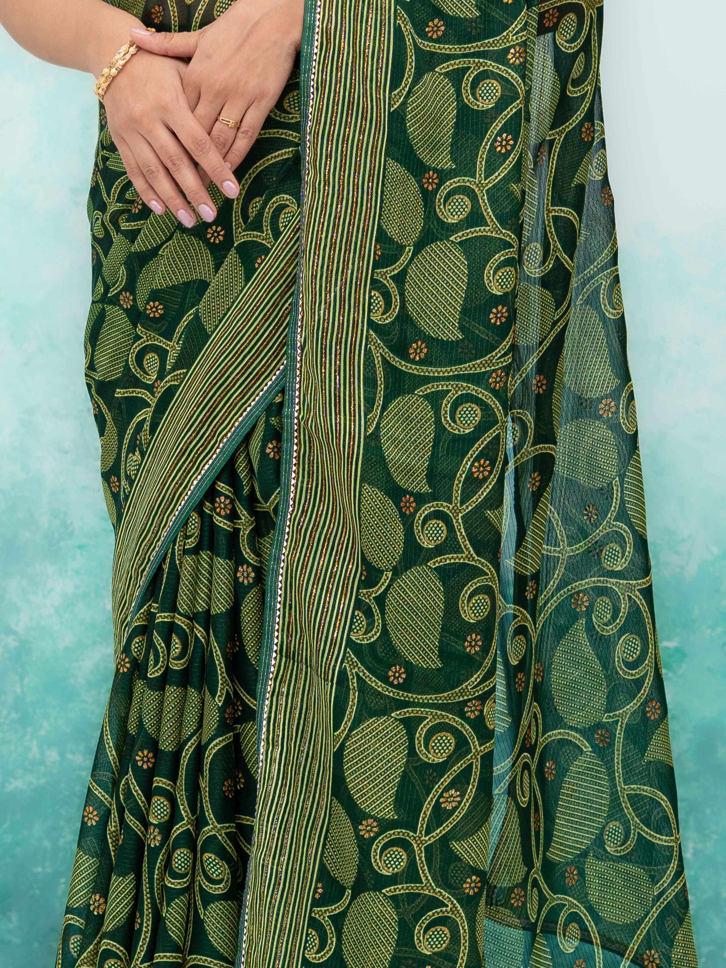 Dark Green Georgette Saree