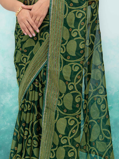 Dark Green Georgette Saree