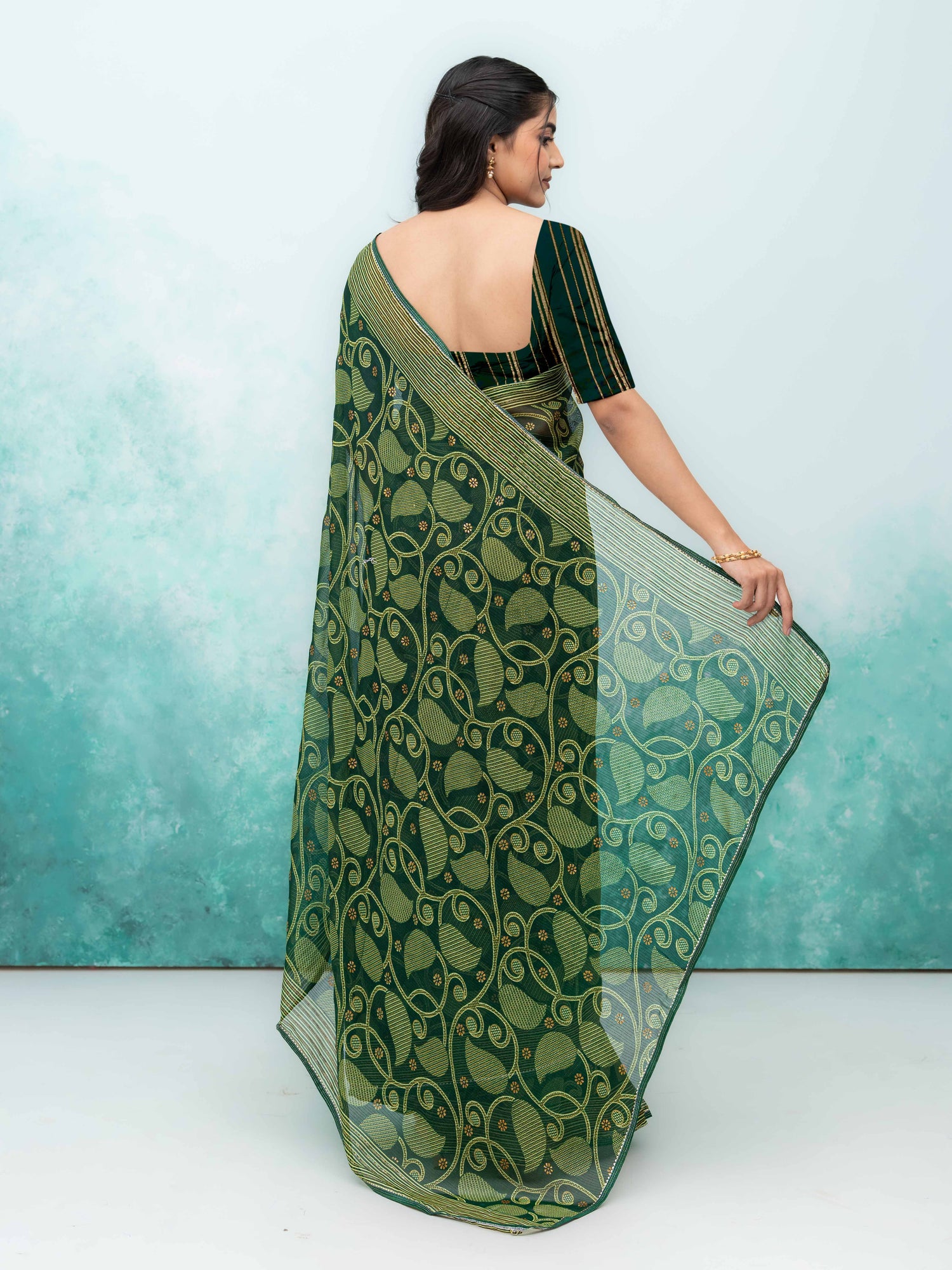 Dark Green Georgette Saree