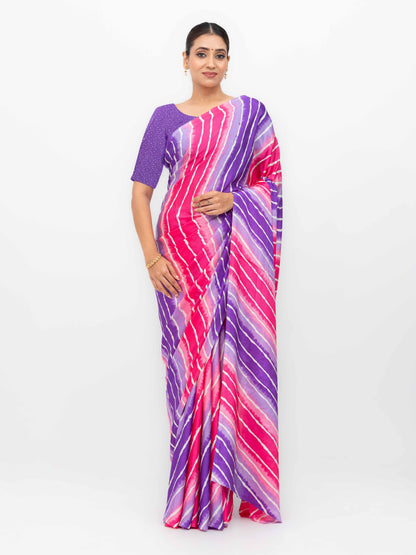 Purple &amp; Pink Coral Silk Saree