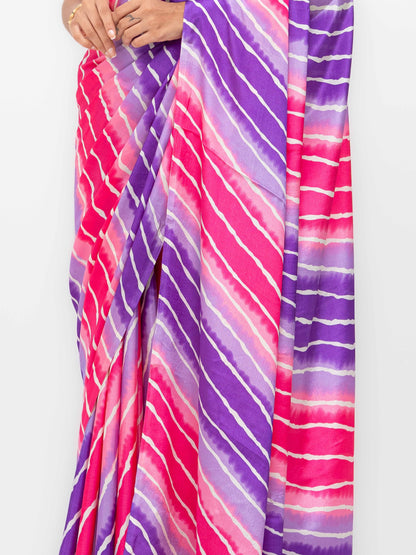Purple &amp; Pink Coral Silk Saree