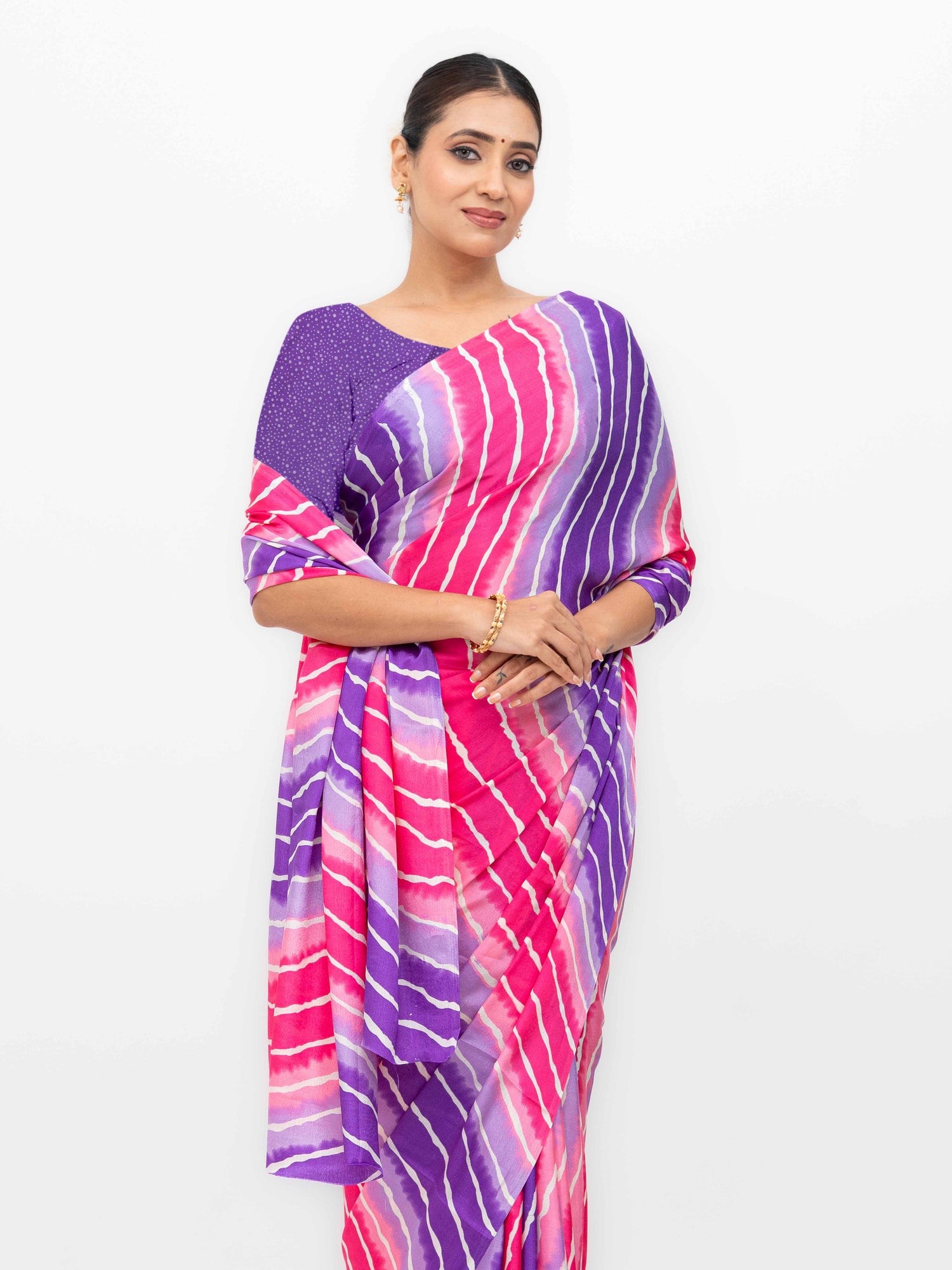 Purple &amp; Pink Coral Silk Saree
