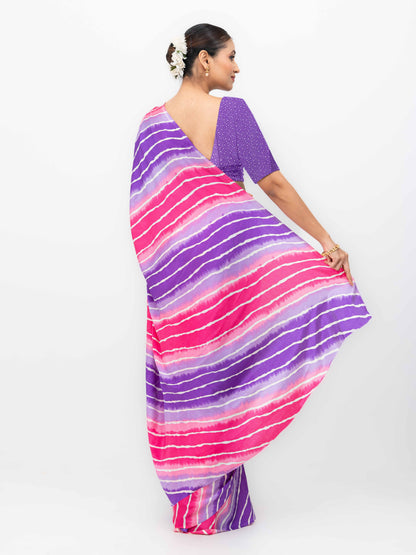 Purple &amp; Pink Coral Silk Saree