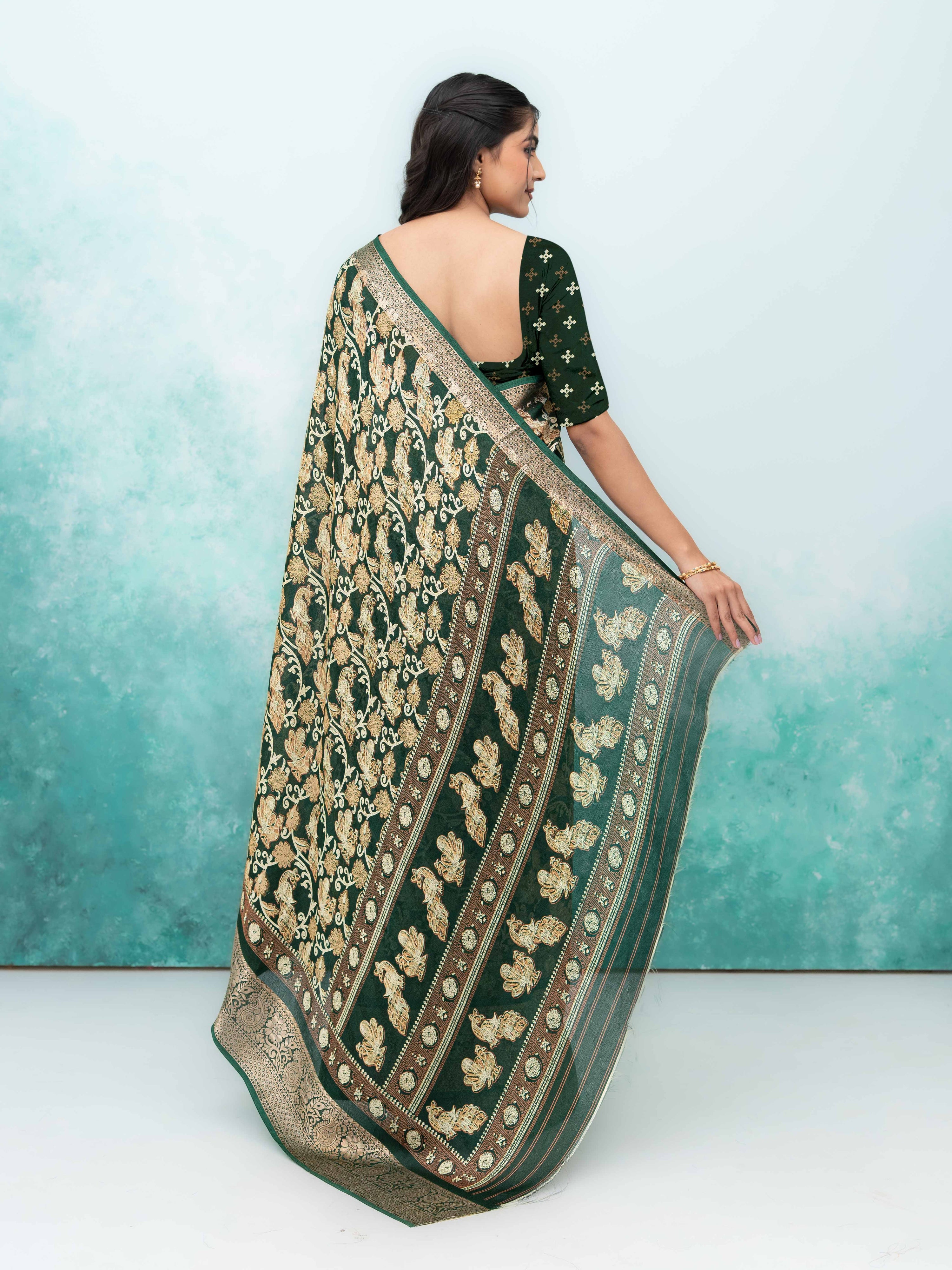 Dark Green Brasov Saree