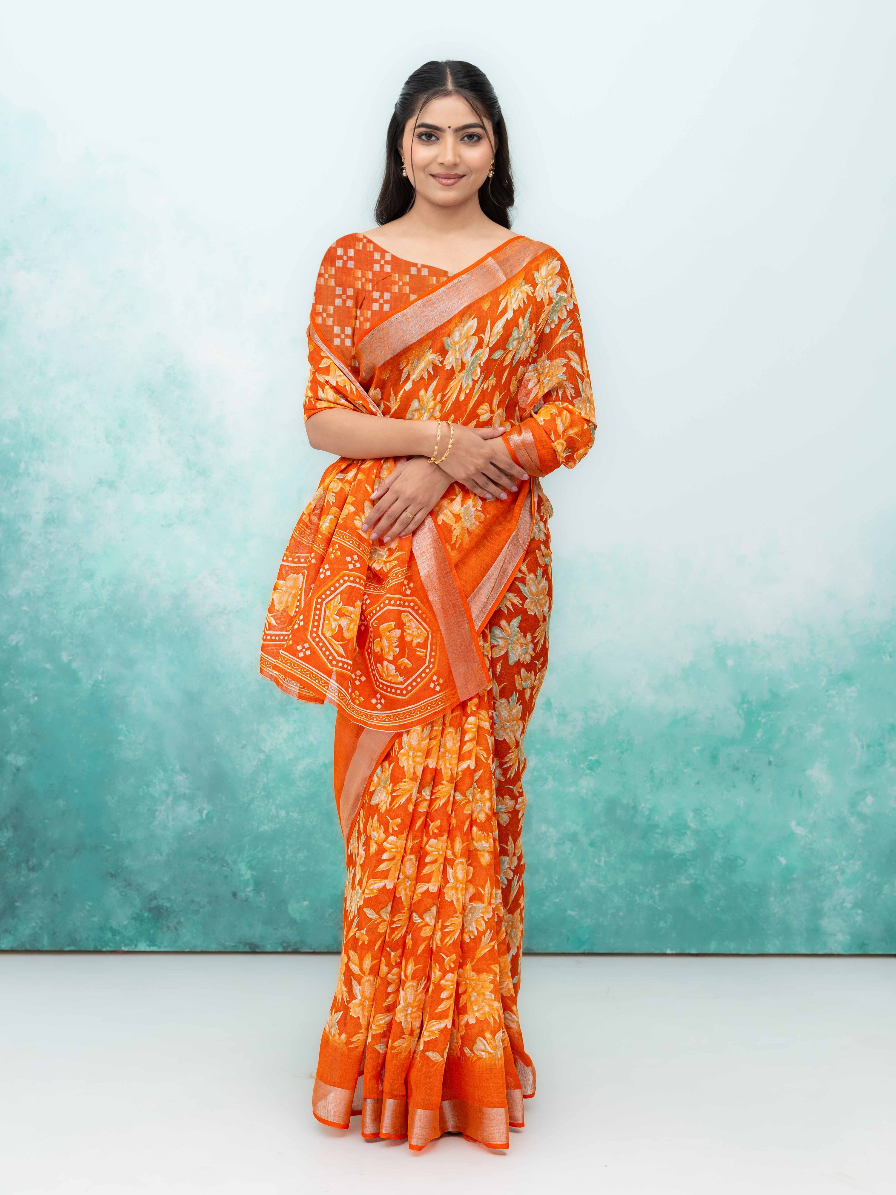Orange Weightless Saree