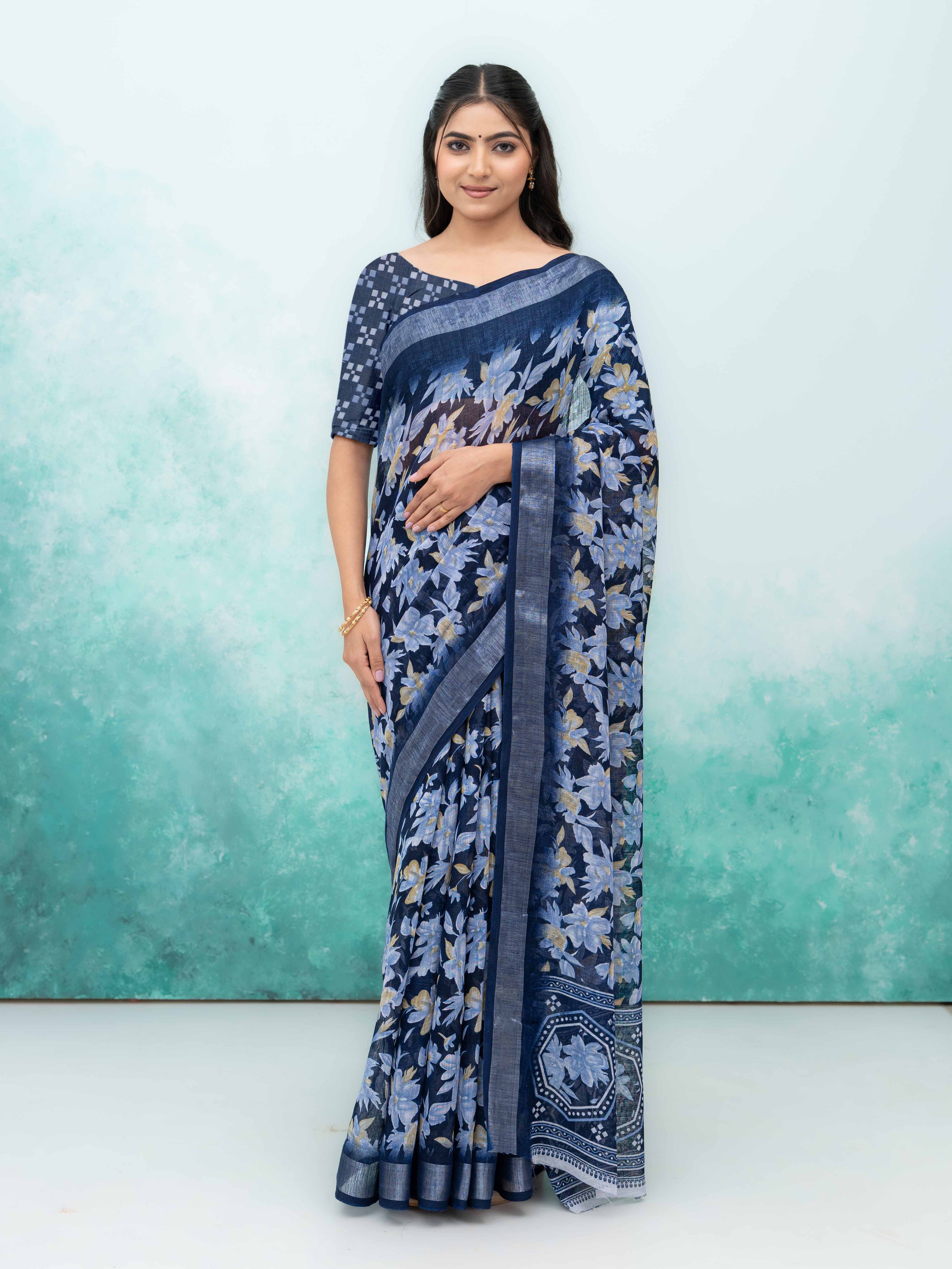 Navy Blue Weightless Saree
