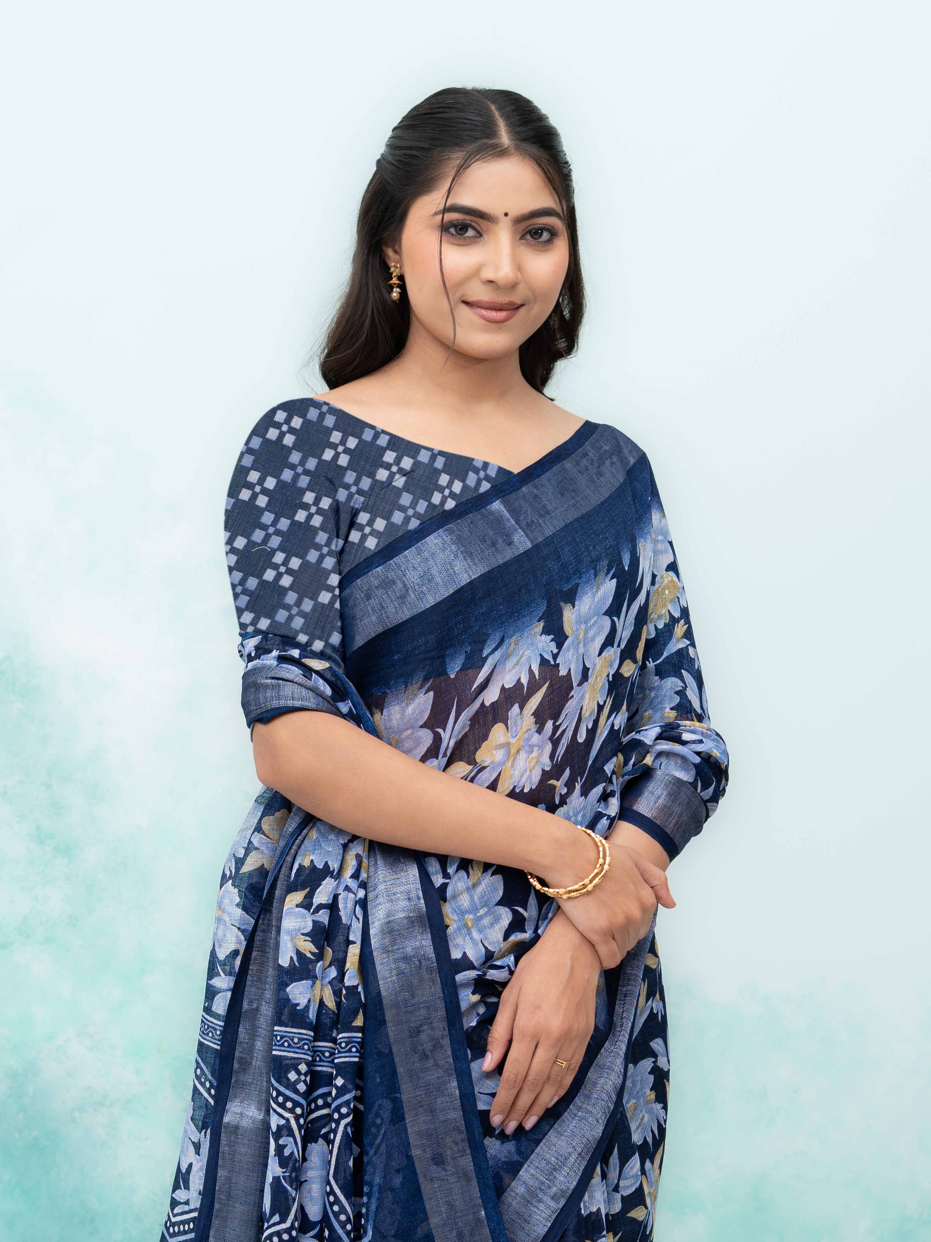 Navy Blue Weightless Saree