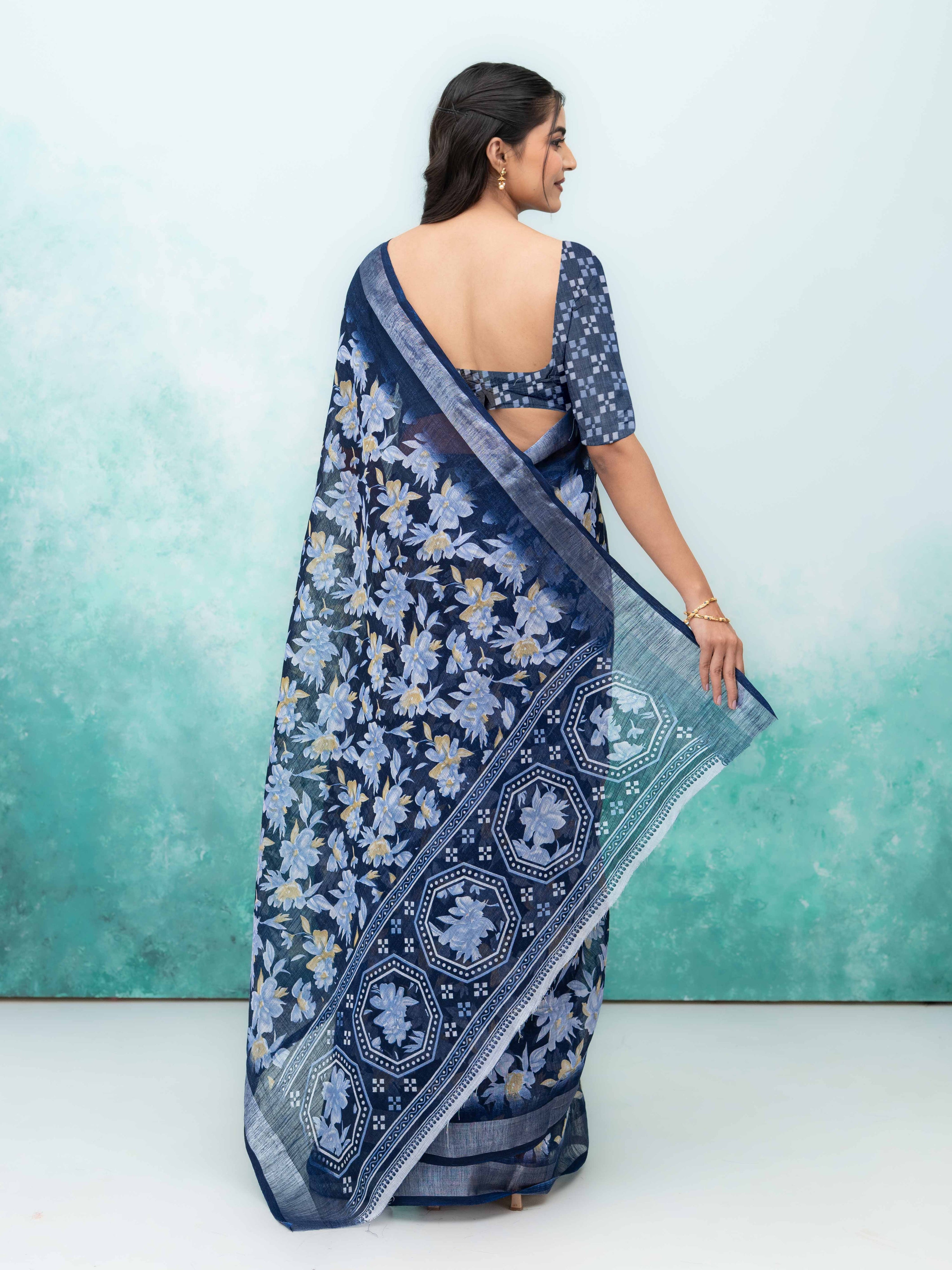 Navy Blue Weightless Saree