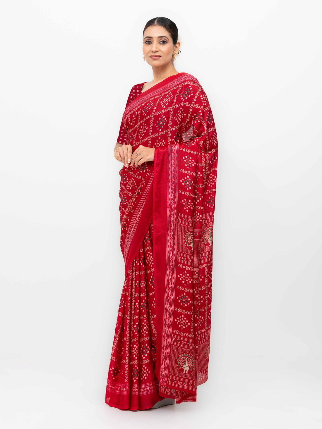 Rani Pink Semi Crepe Bandhani Saree
