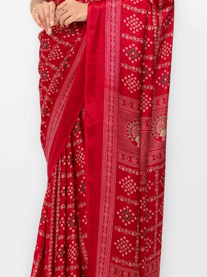 Rani Pink Semi Crepe Bandhani Saree