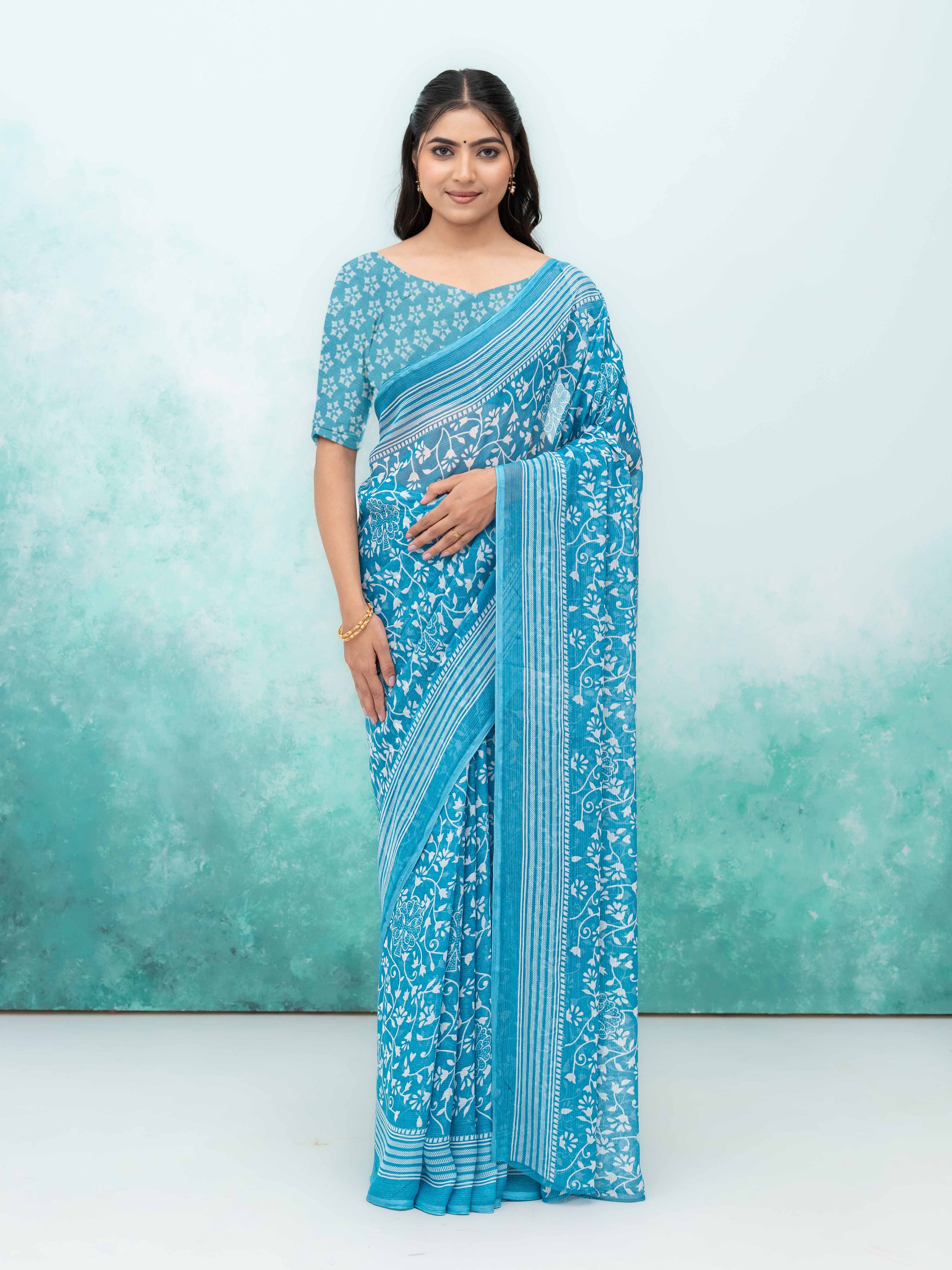 Sky Blue Weightless Saree