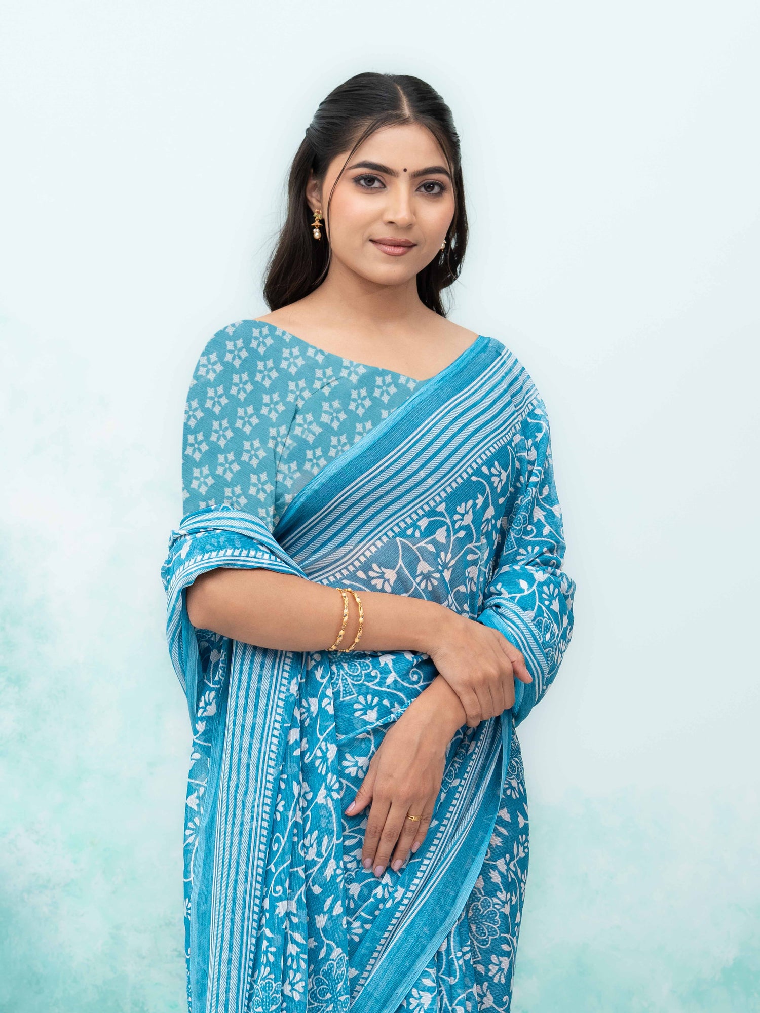 Sky Blue Weightless Saree