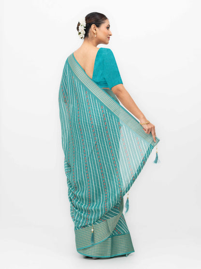 Sky Blue Moss Mellow Saree