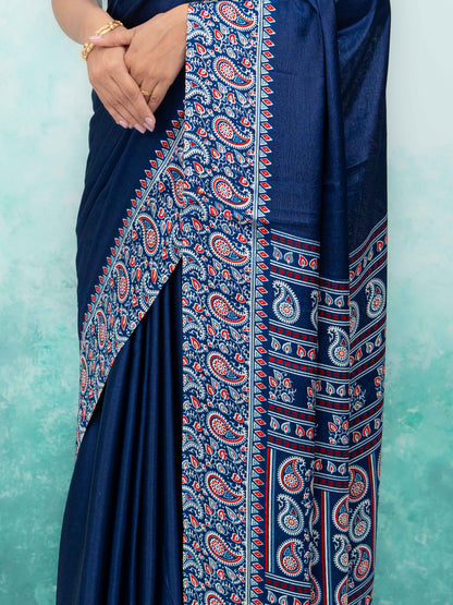 Navy Blue Turkey Silk Saree