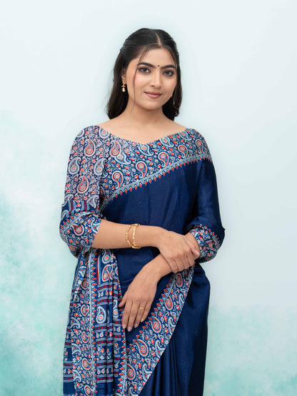Navy Blue Turkey Silk Saree