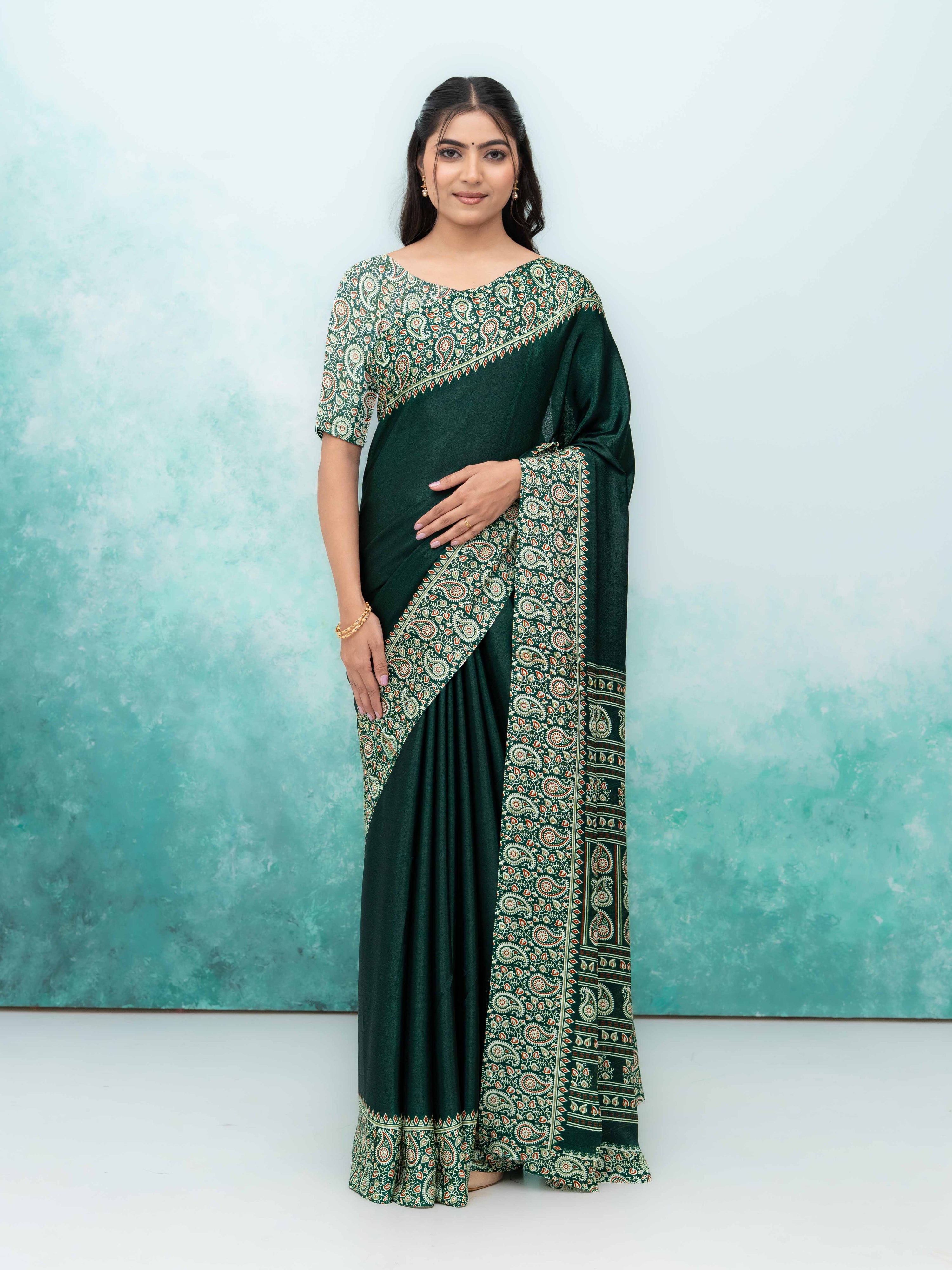 Dark Green Turkey Silk Saree
