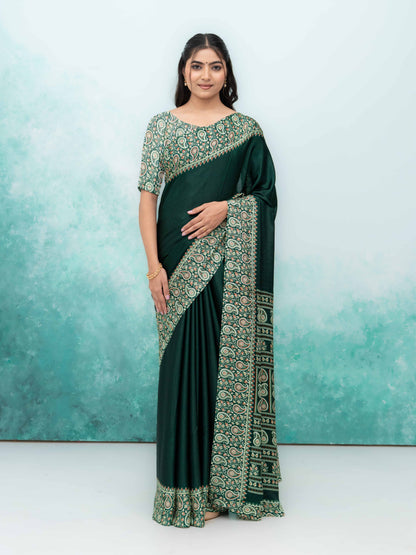 Dark Green Turkey Silk Saree