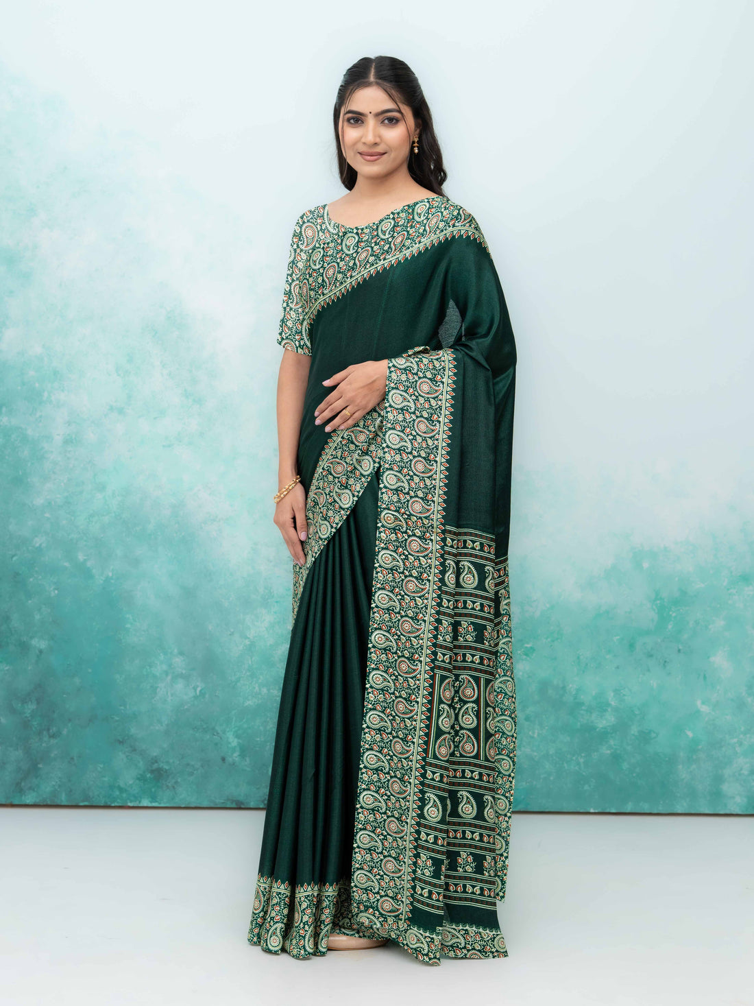 Dark Green Turkey Silk Saree