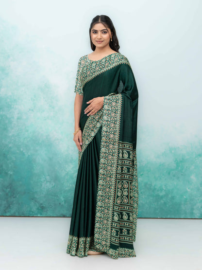 Dark Green Turkey Silk Saree