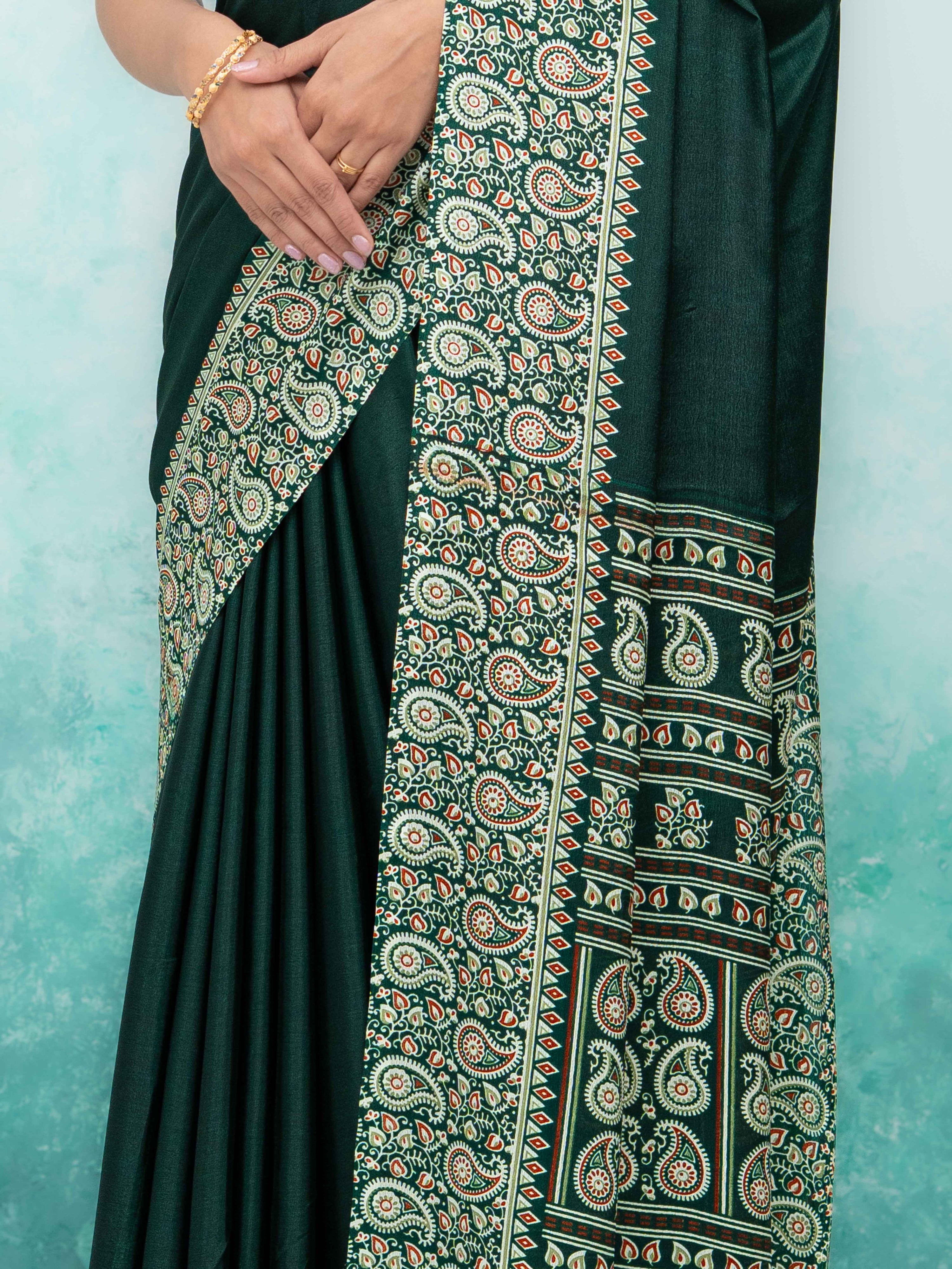Dark Green Turkey Silk Saree