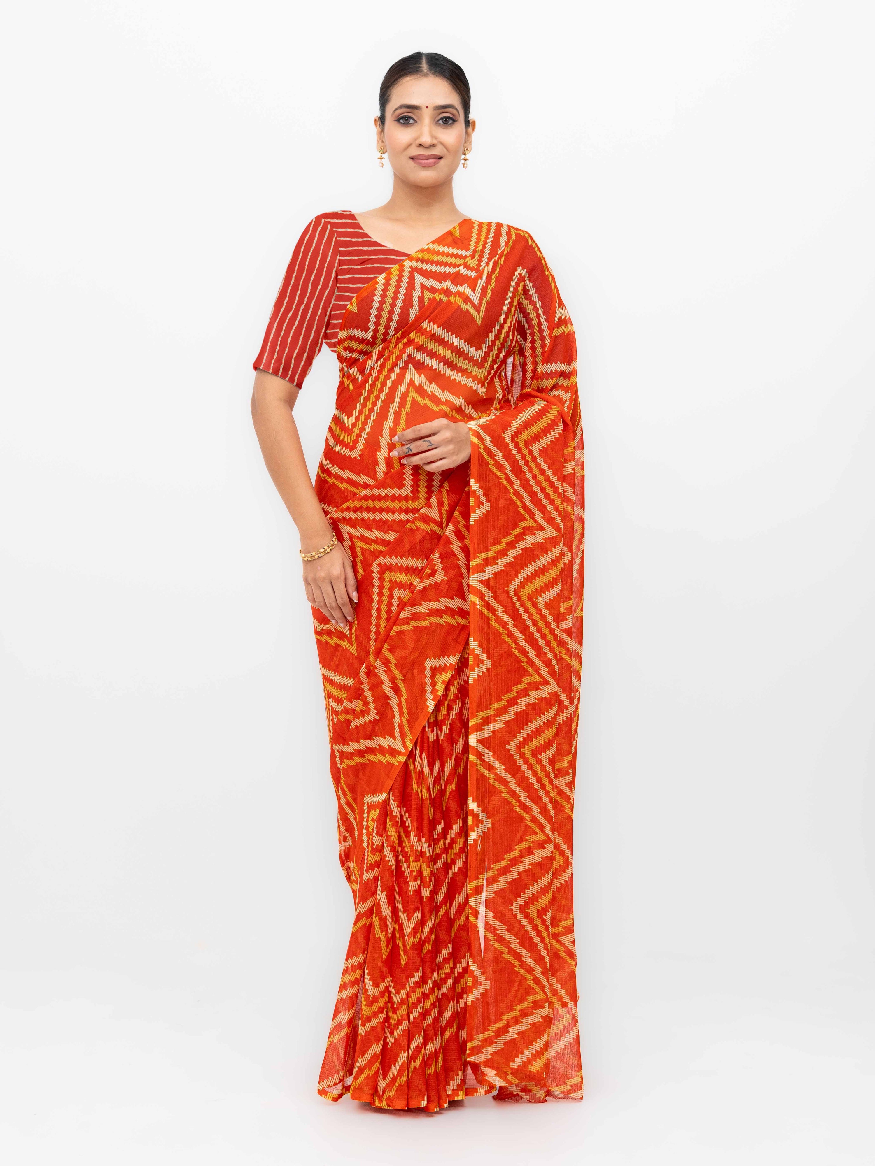 Orange Georgette Saree