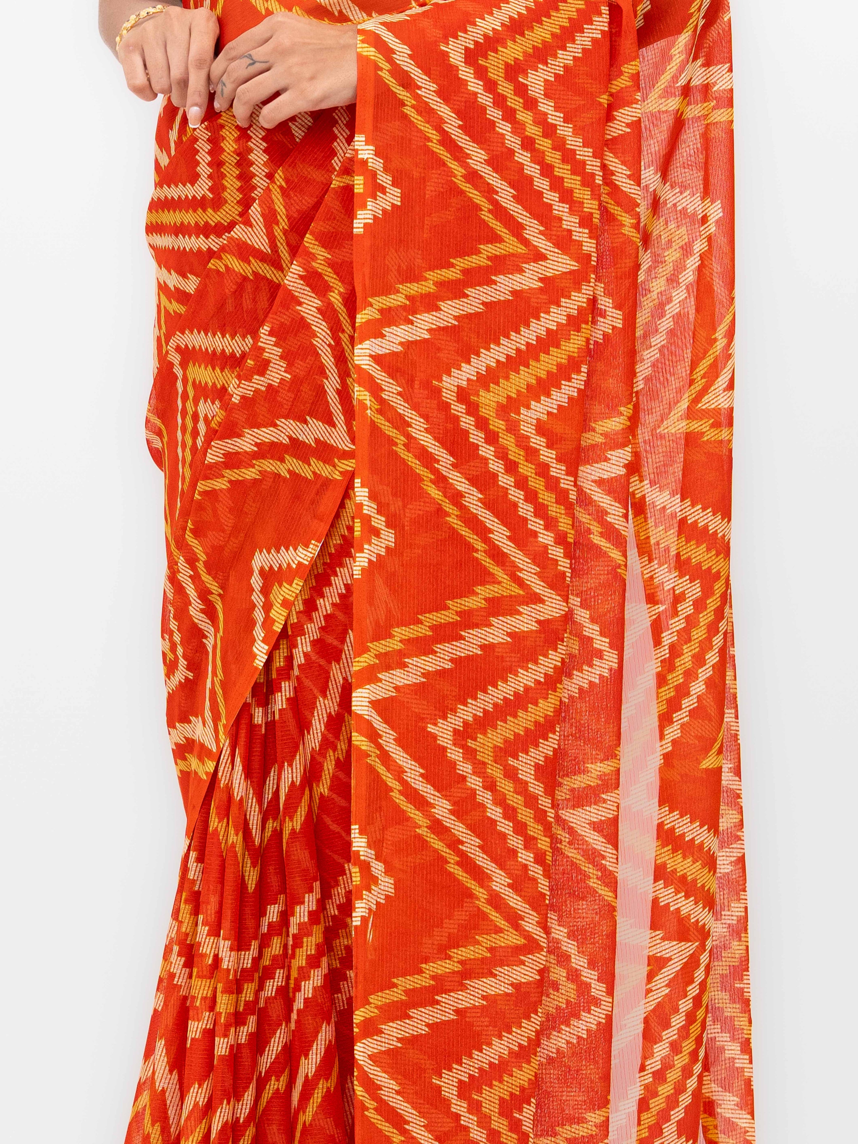 Orange Georgette Saree