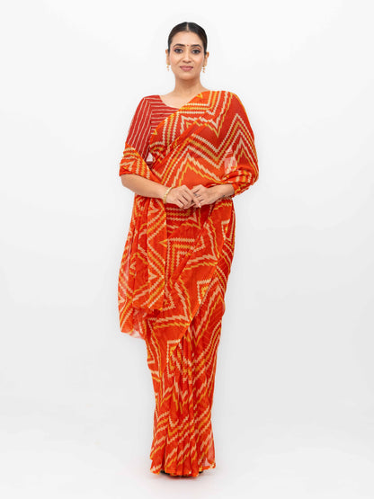 Orange Georgette Saree