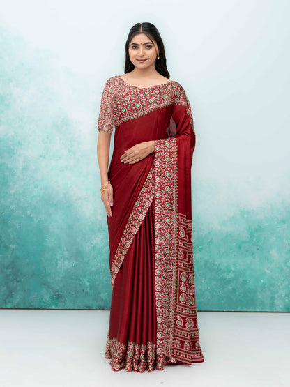 Maroon Turkey Silk Saree
