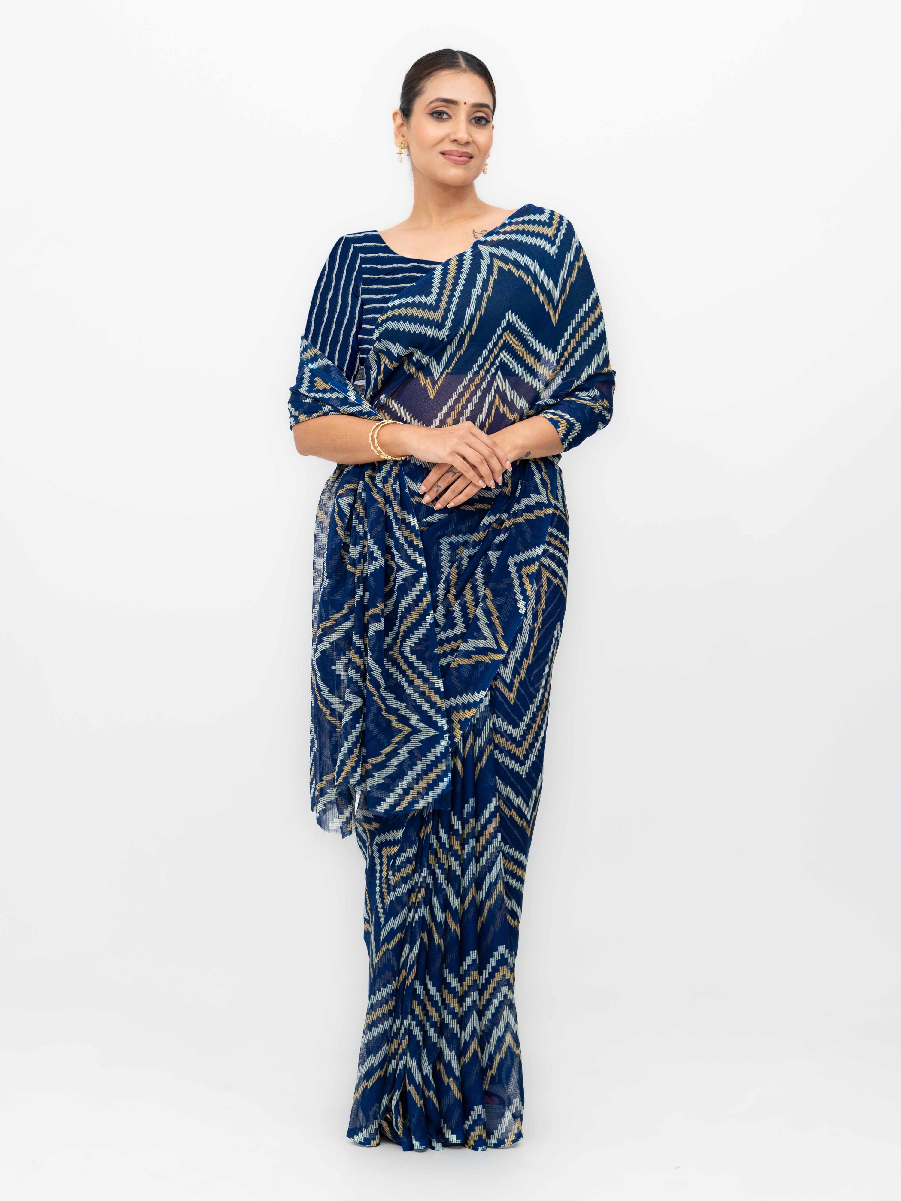 Nevy Blue Georgette Saree