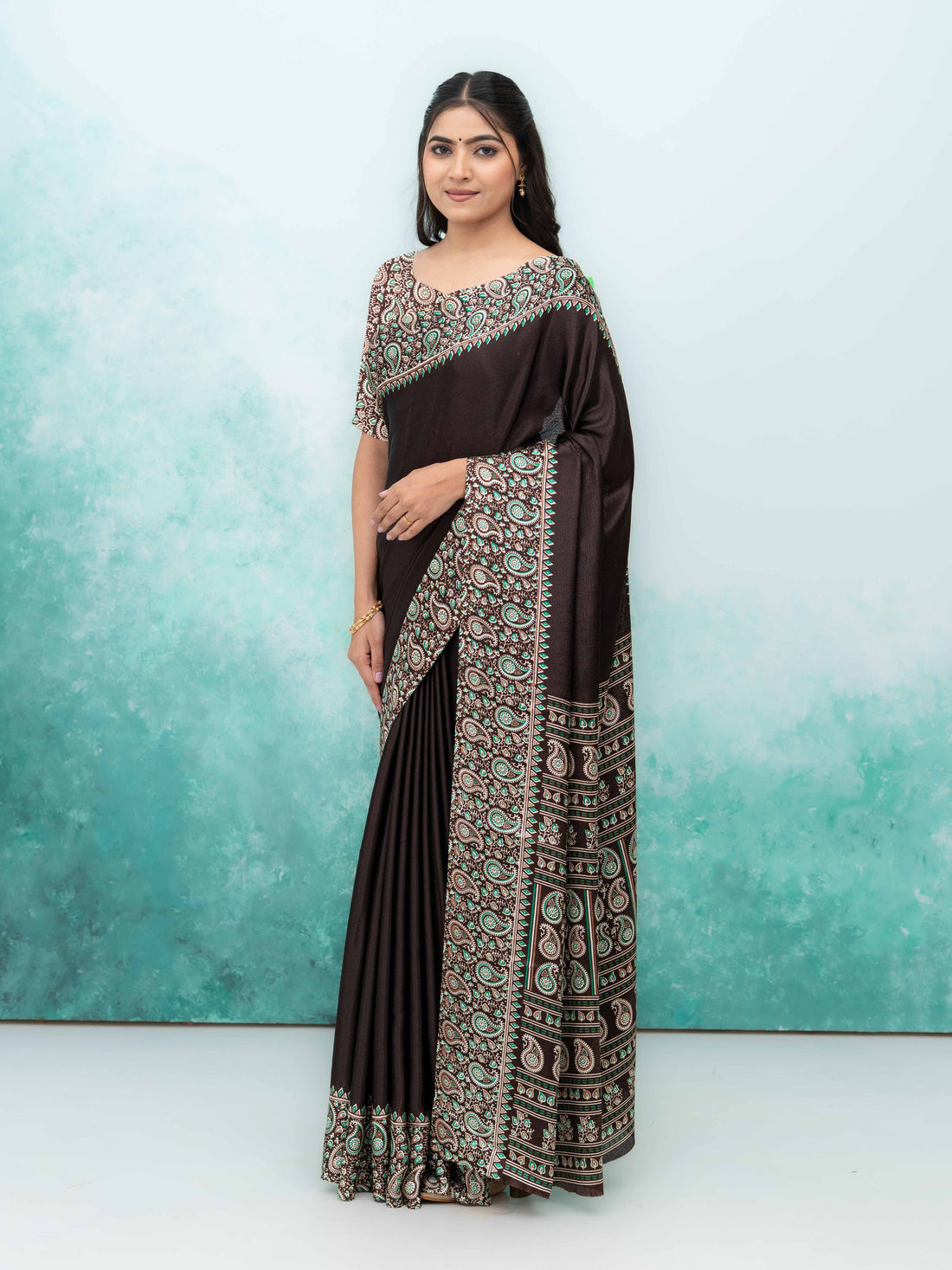 Dark Coffee Turkey Silk Saree