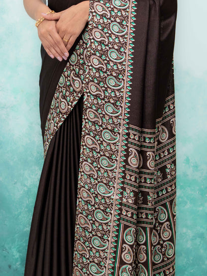 Dark Coffee Turkey Silk Saree