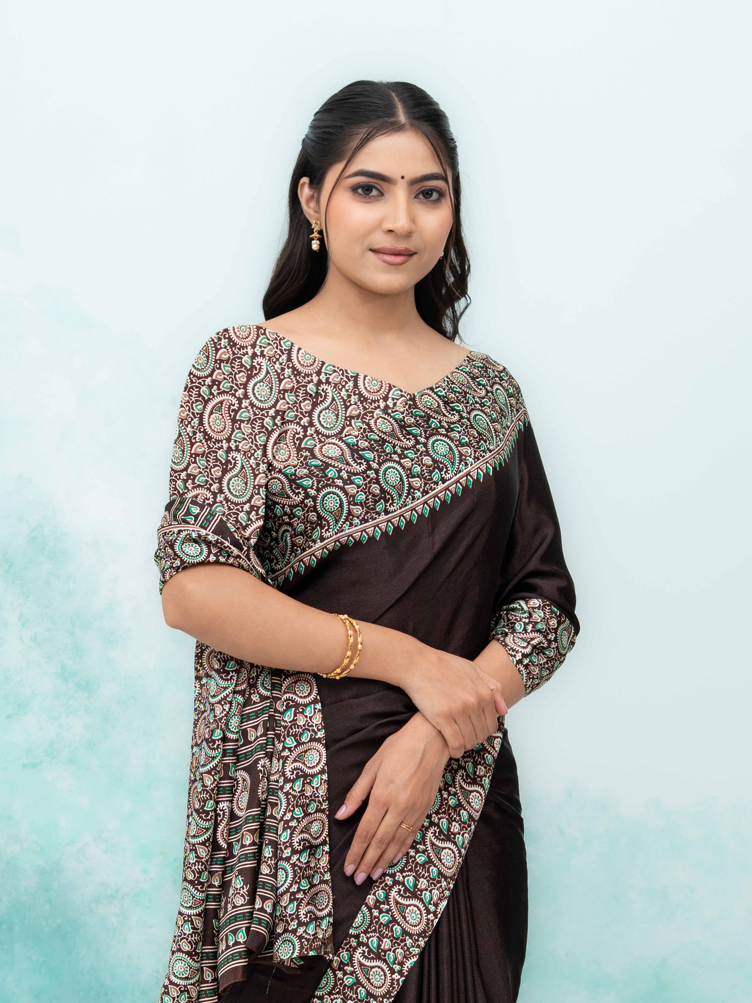 Dark Coffee Turkey Silk Saree