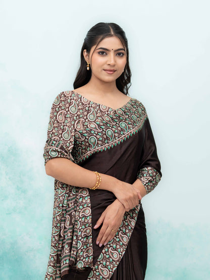 Dark Coffee Turkey Silk Saree