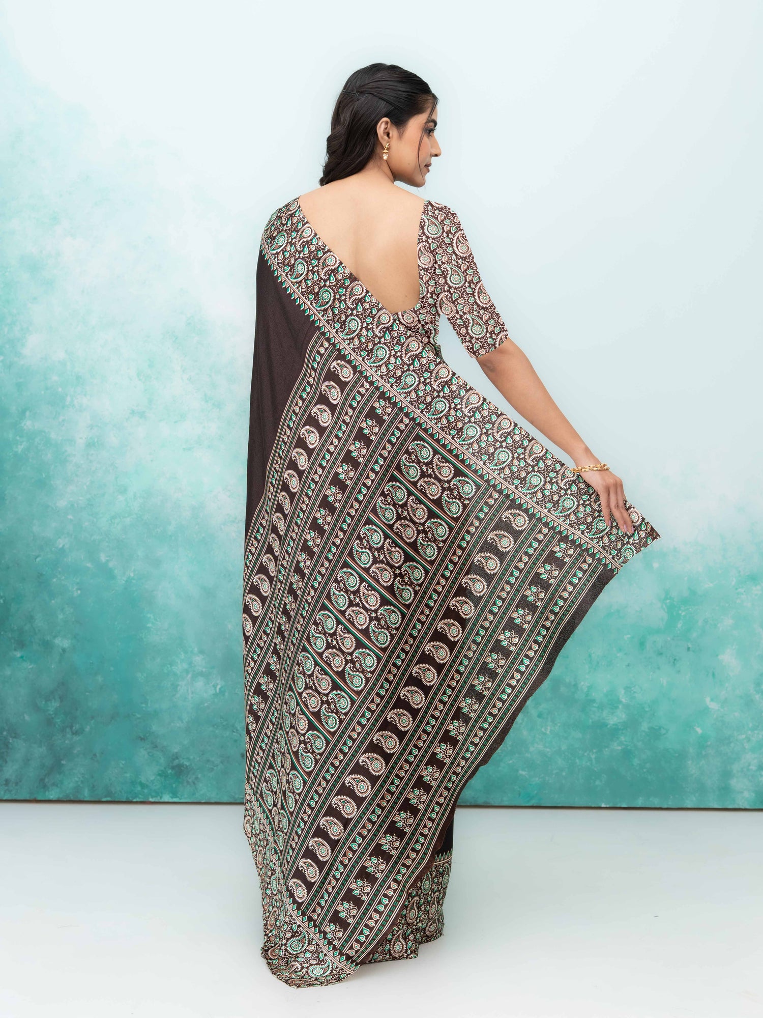 Dark Coffee Turkey Silk Saree