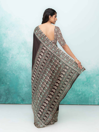 Dark Coffee Turkey Silk Saree