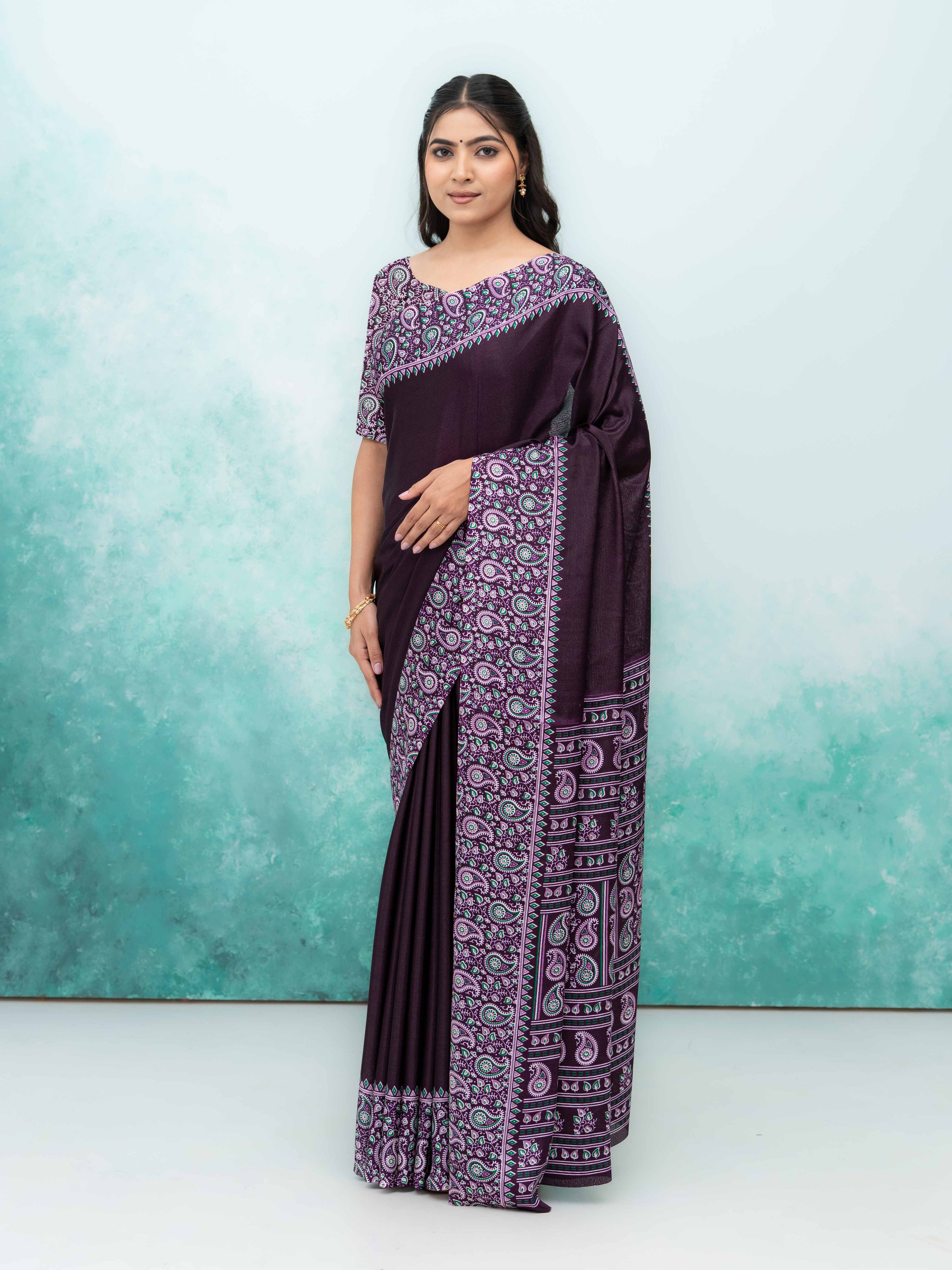 Dark Wine Turkey Silk Saree