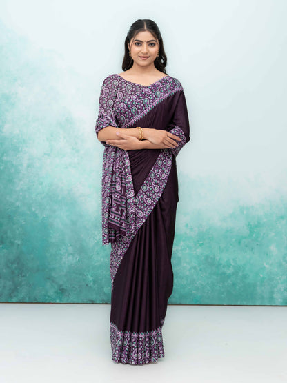 Dark Wine Turkey Silk Saree