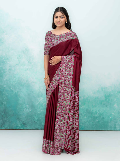 Maroon Turkey Silk Saree