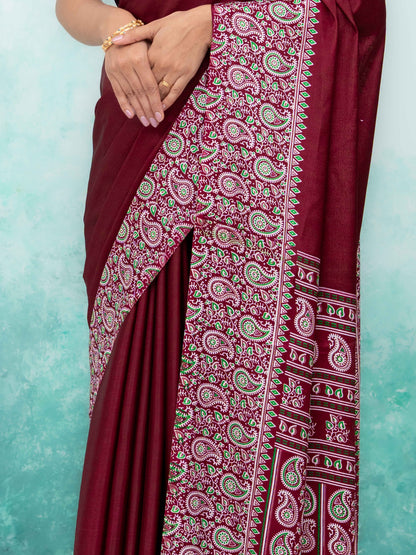 Maroon Turkey Silk Saree